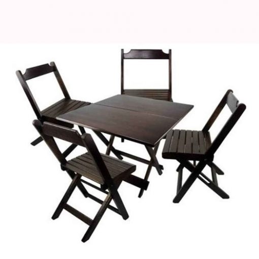 Conjunto Mesa 70x70 Cm com 4 Cadeiras Dobrável Maplan