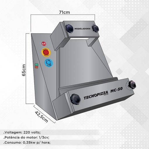 Modeladora de Pizza MC 50 -Aço Inox Tecnopizza - Image 3